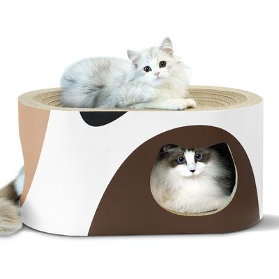 Double Layer Cat Scratching Board Nest Corrugated Paper Curved Top Double Cat Hole Design Cat's Body Curve