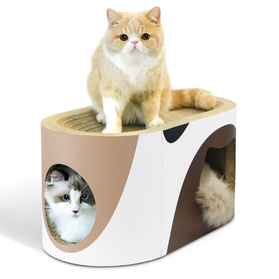 Double Layer Cat Scratching Board Nest Corrugated Paper Curved Top Double Cat Hole Design Cat's Body Curve