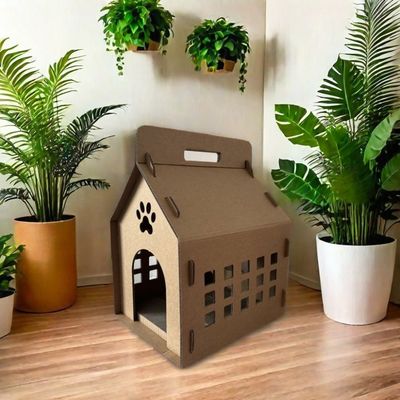 Small House Shape Corrugated Cardboard Cat Scratcher Board Toy Corrugated House Cat Scratching Board OEM Wholesale