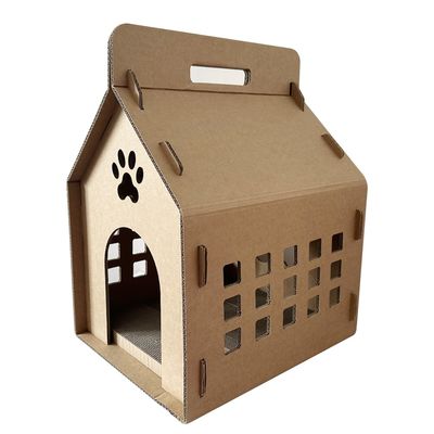 Small House Shape Corrugated Cardboard Cat Scratcher Board Toy Corrugated House Cat Scratching Board OEM Wholesale