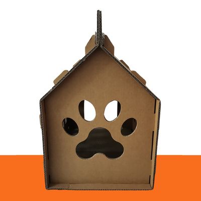 Small House Shape Corrugated Cardboard Cat Scratcher Board Toy Corrugated House Cat Scratching Board OEM Wholesale