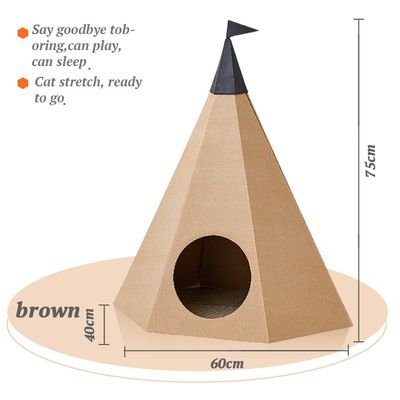 Corrugated Paper Cat Scratcher Oem Tent-Shaped Cat Litter Scratching Board Combinable Tent Shape
