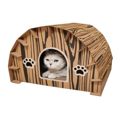 Eco Friendly Corrugated Cardboard Cat House High Quality Board Small Pet House with Scratchers
