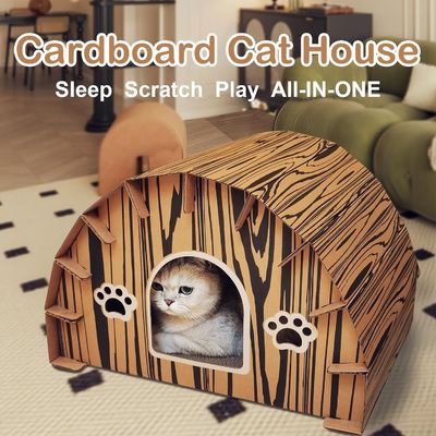 Eco Friendly Corrugated Cardboard Cat House High Quality Board Small Pet House with Scratchers