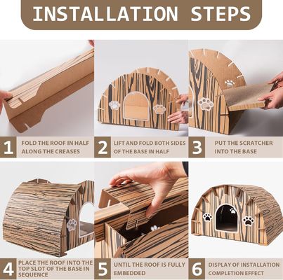 Eco Friendly Corrugated Cardboard Cat House High Quality Board Small Pet House with Scratchers