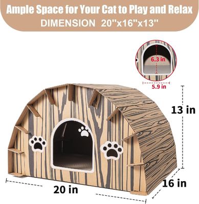 Eco Friendly Corrugated Cardboard Cat House High Quality Board Small Pet House with Scratchers