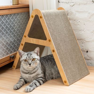 Cat Scratching Board for Indoor Kittens, Space-Saving Furniture Protector for Sofa Walls, Light Wood