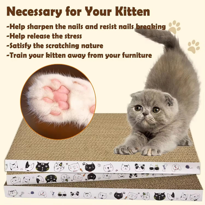 Cardboard Cat Scratcher Pad Durable for Indoor Cats Kitten Reversible Cat Scratching Board to Protect the Furniture