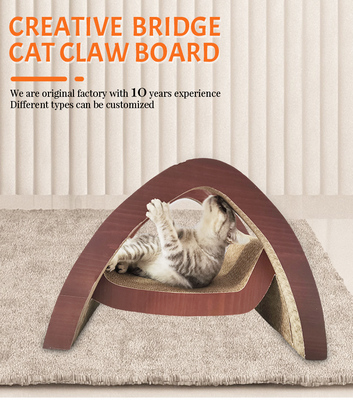 Durable Recyclable Cardboard Cat Scratcher Bridge Cat Scratching Board China Factory Premium Cat Toy Creative Bridge Shape
