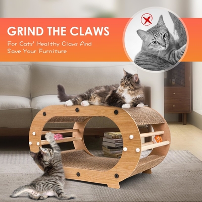 Large Scratcher Bed with Ball Toy - Cat Scratching Cardboard,100% Recycled Paper Cat Scratchers for Indoor