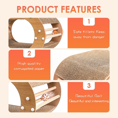 Large Scratcher Bed with Ball Toy - Cat Scratching Cardboard,100% Recycled Paper Cat Scratchers for Indoor
