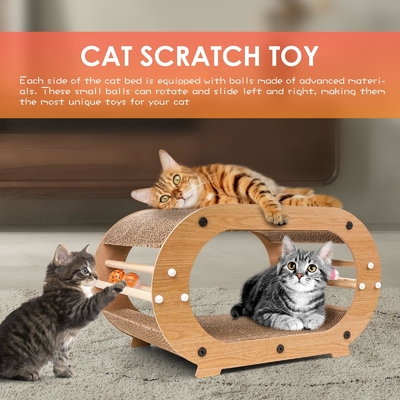 Large Scratcher Bed with Ball Toy - Cat Scratching Cardboard,100% Recycled Paper Cat Scratchers for Indoor