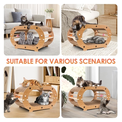 Large Scratcher Bed with Ball Toy - Cat Scratching Cardboard,100% Recycled Paper Cat Scratchers for Indoor