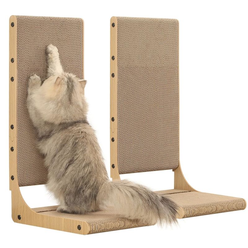 2-Pack Cat Scratching Board, 25.6'' Tall Cardboard L Shape Vertical Cat Scratchers for Indoor Cats, Cat Scratching Post