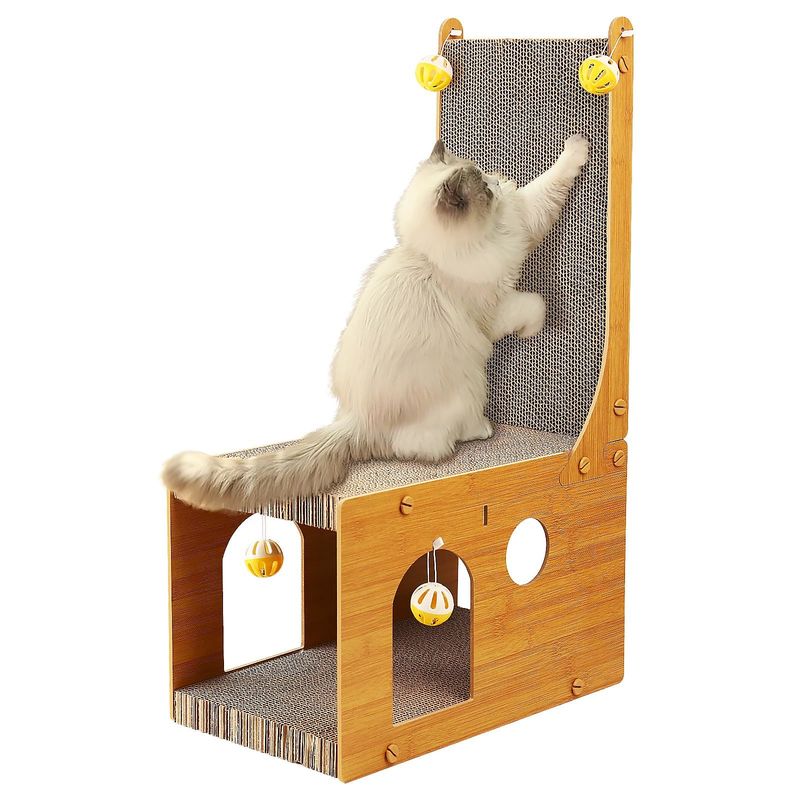 Chair Cat Nest More Than One Cat Scratcher, Cat Scratching Board, L Shaped Vertical Cat Scratcher for Wall and Couch Protection